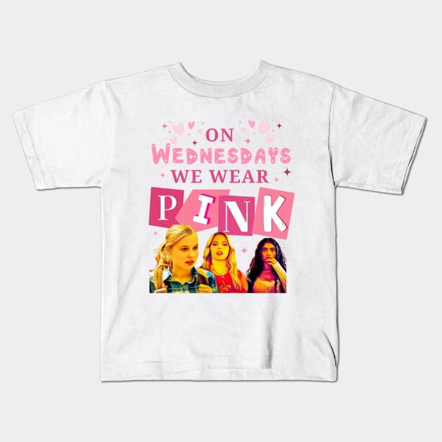 On Wednesdays We Wear Pink Mean Girls Kids T-Shirt by Little Duck Designs